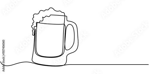 Two glasses of beer one line continuous. Line art glasses of beer. Hand drawn vector art, Continuous Line Drawing of Craft Beer Icon. Hand Drawn Symbol Vector Illustration, One Continuous Line Drawing