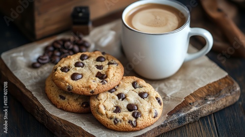 cofffe milk hot drink cookies photo