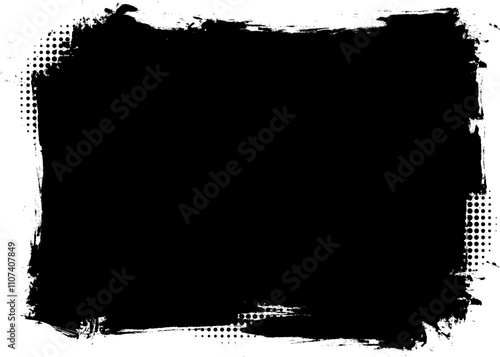 black ink banner label brush painting grunge graphic element abstract background