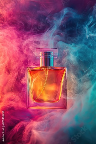Perfume on colorful background
