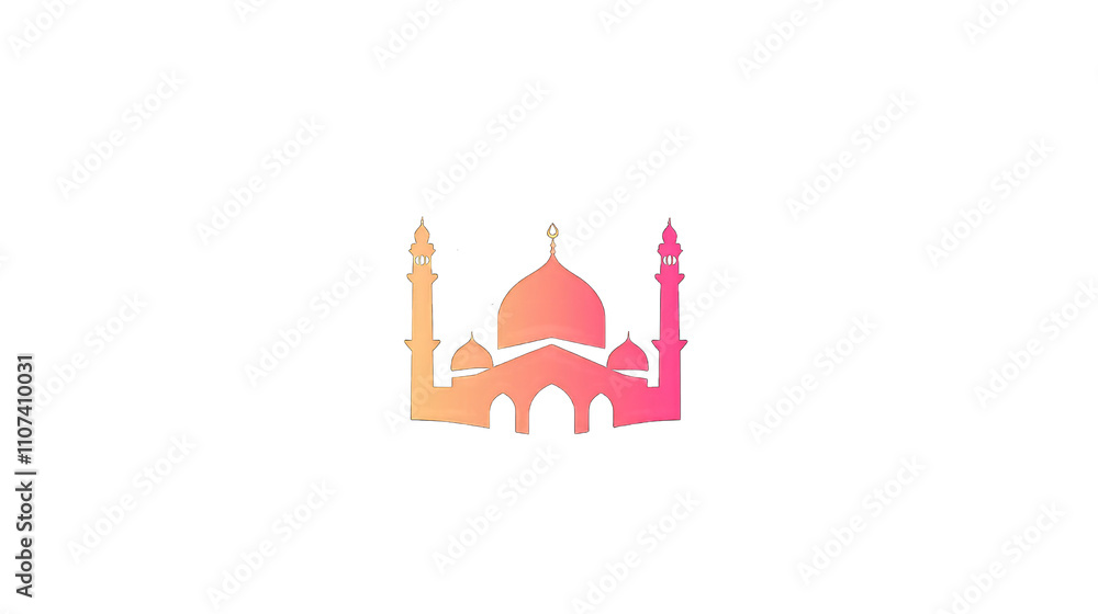 Obraz premium Gradient Mosque Illustration in Pink