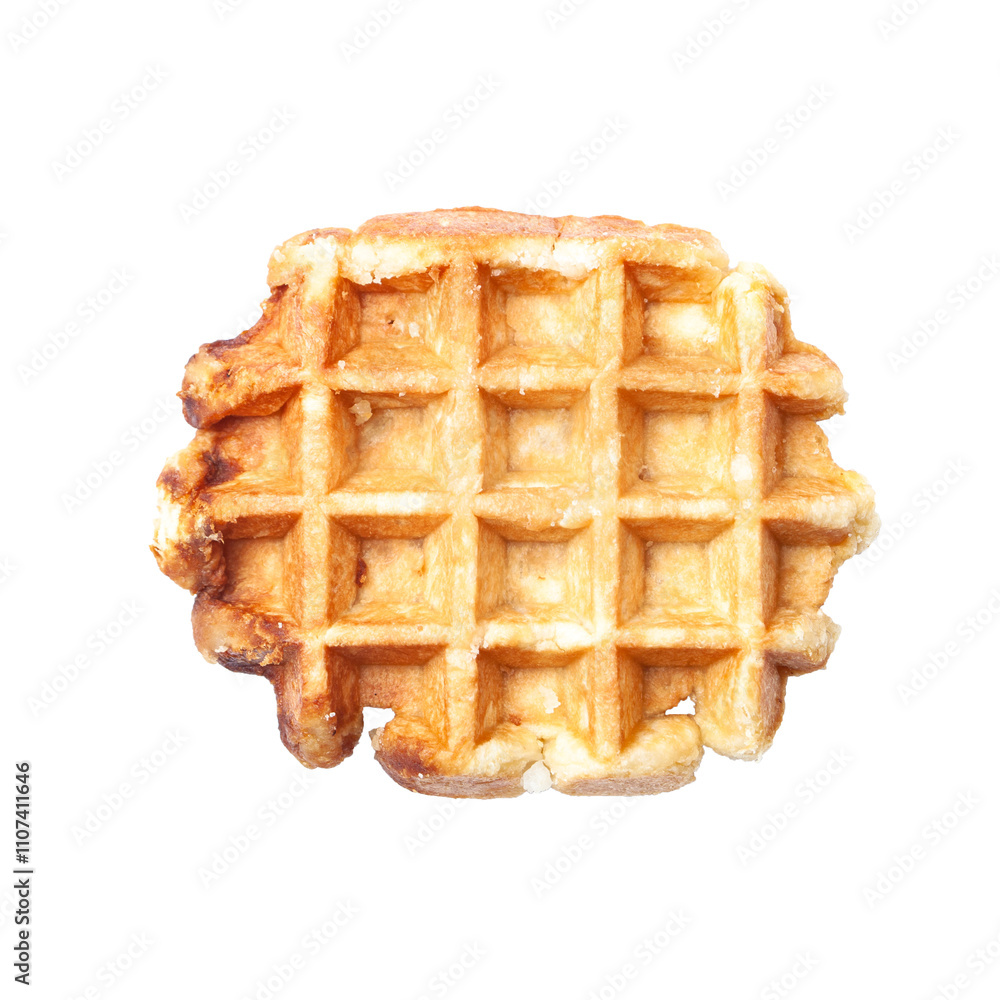 Belgian style sweet waffle isolated on white