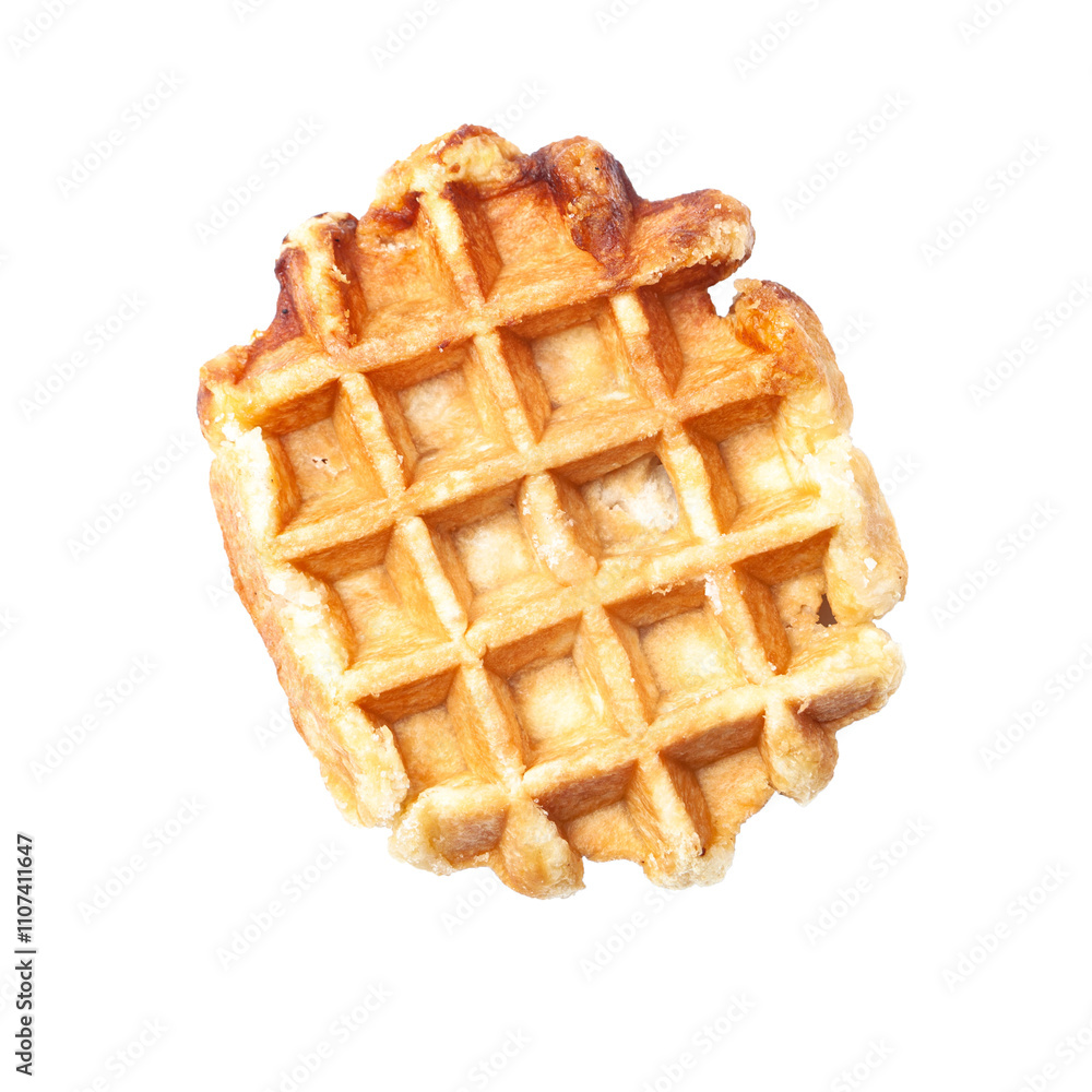 Belgian style sweet waffle isolated on white