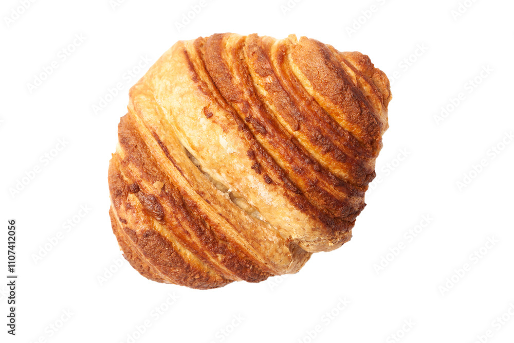 French puff pastry breakfast bread roll isolated on transparent background