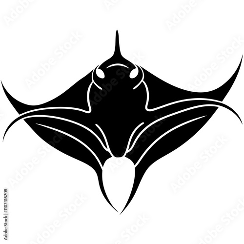 Manta Ray Vector Design on White Background