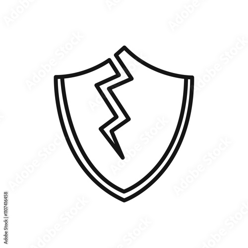 Free Download Broken shield icon Simple thin line flat symbol - GFXLoad