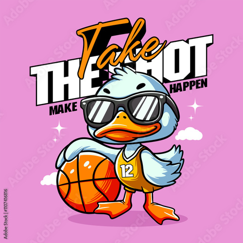 Duck Basketball streetwear cartoon illustration