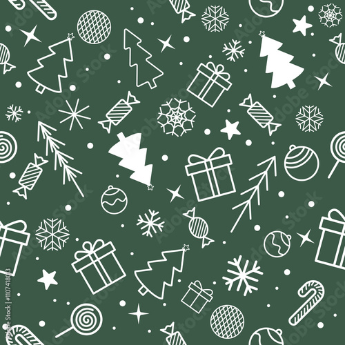 Seamless Pattern Christmas and New Year, Ornaments Elements for Fabric textile