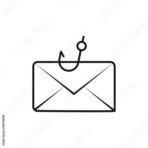 Email phishing icon Simple thin line flat symbol