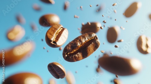 Coffee Beans in Flight photo