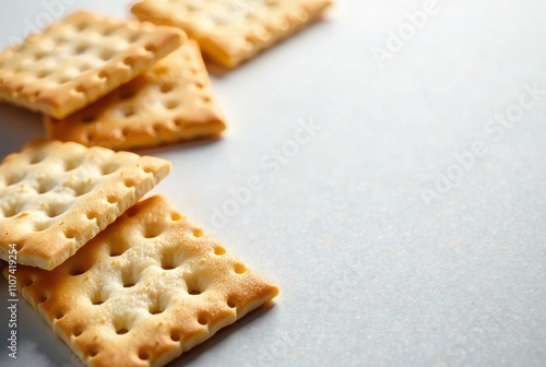 Passover Matzah Flat Lay - Elegant White Background, Space for Text, High-Quality AI Photo photo