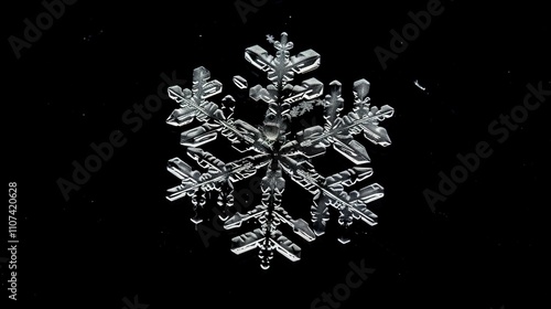 Snowflake shape ice crystal white snow