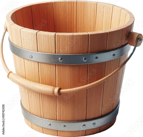 realistic Wooden Bucket 