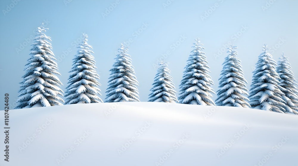 Obraz premium Snowy Pine Trees in Winter Landscape