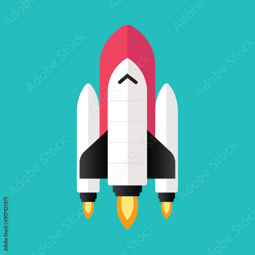 Rocket Launch in space with flat cartoon style. Vector illustration