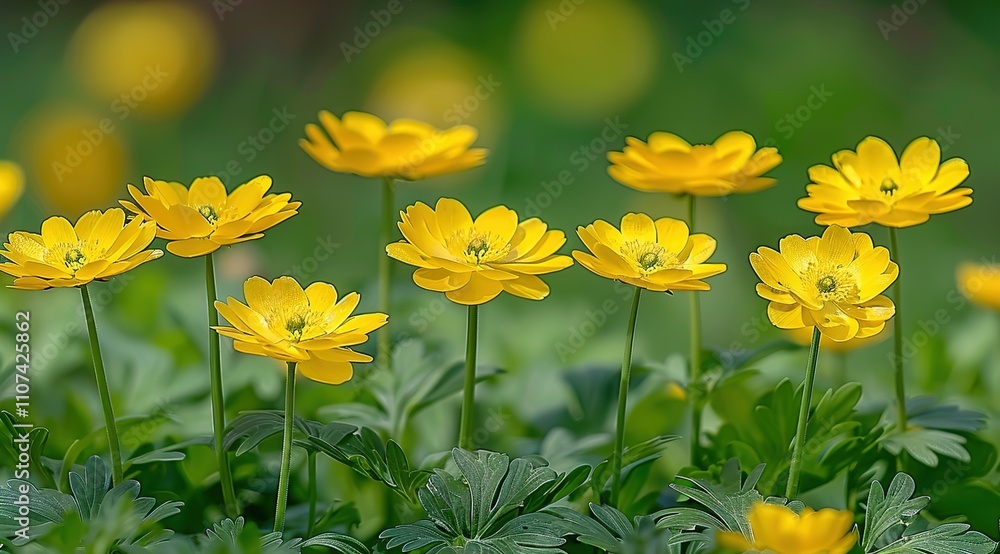 Fototapeta premium nature spring background, blooming yellow ranunculus flowers