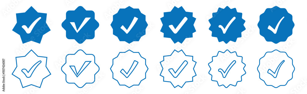 Verified badge icon tick symbol vector approved check mark icon. Blue checkmark icons Check mark icons. Check marks symbol, logo. Green checkmark Illustration. Vector. Verified badge icon tick symbol vector approved check mark icon. Blue checkmark icons Check mark icons. Check marks symbol, logo. Green checkmark Illustration. Vector.