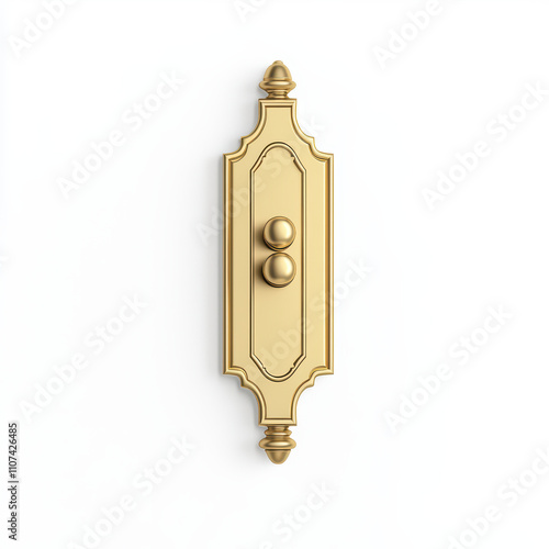 Elegant vintage doorbell in gold finish, featuring intricate design and two buttons, perfect for enhancing charm of any entryway photo