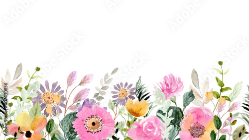 watercolor floral frame background 