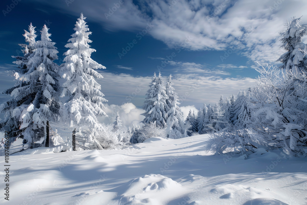 Fototapeta premium Winter landscape in the forest. Generative AI