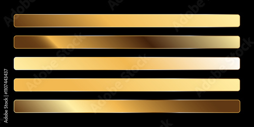 Premium metallic gold gradient stripes swatches palette set design
