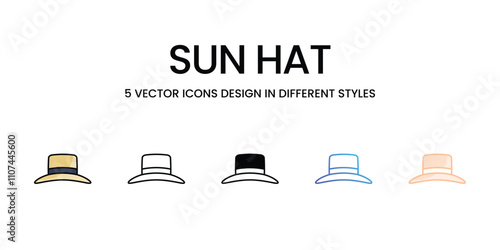 Sun Hat icons different stock vector illustration