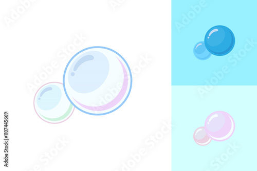 Bubble soap background vector logo icon flat design illustration