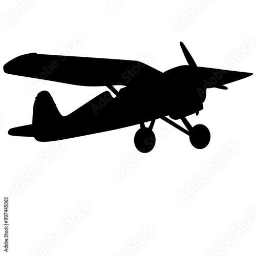 Vintage flying biplane , military plane 