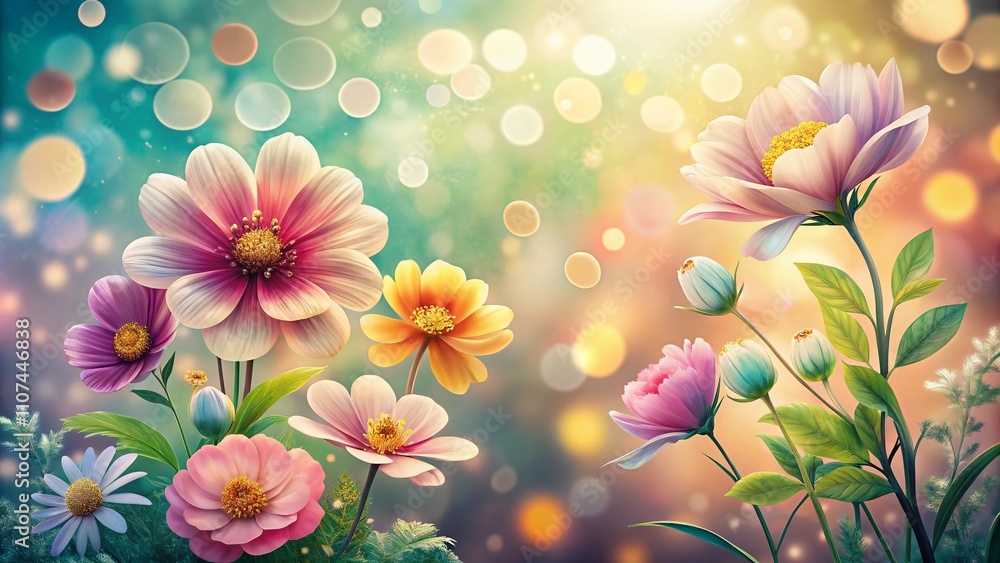 Delicate hand-drawn flowers on a soft bokeh backdrop, ideal for floral designs, wedding invitations, and art prints—perfect for nature enthusiasts and illustrators alike. Delicate hand-drawn flowers on a soft bokeh backdrop, ideal for floral designs, wedding invitations, and art prints—perfect for nature enthusiasts and illustrators alike.