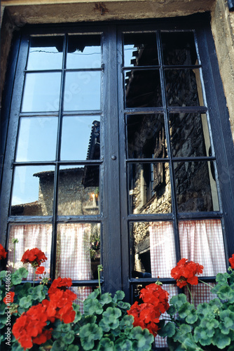 Perouges, medieval village in France photo