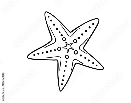 Hand drawn Line sketch starfish doodle. Decorative marine vector element.