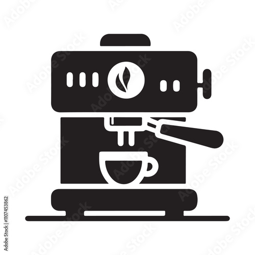 Coffee Machine, Silhouette, vector illustration