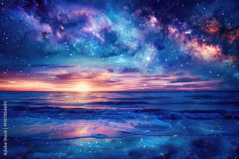 Nebula Milky Way. Sky Full of Stars Over the Sea at Sunset Nebula Milky Way. Sky Full of Stars Over the Sea at Sunset