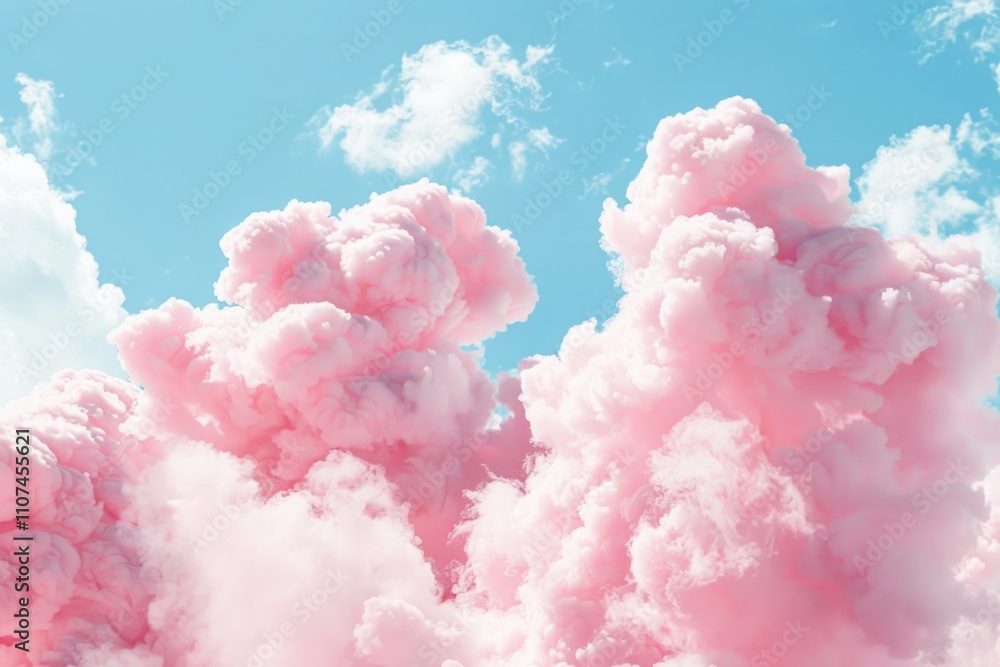 Fototapeta premium Pastel Clouds. Fluffy Baby Pink Cotton Candy Clouds in the Sky