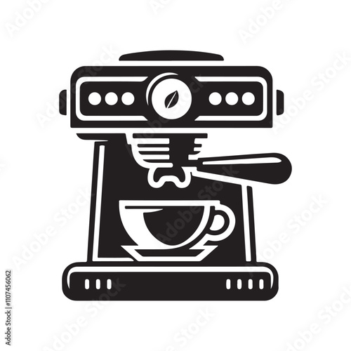 Modern Coffee Machine Silhouette Icon Vector Design