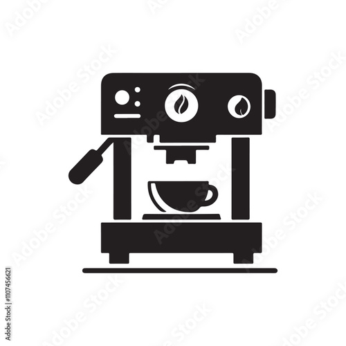 Coffee Machine, Silhouette, vector illustration