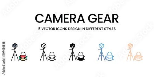 Camera Gear icons different stock vector illustration