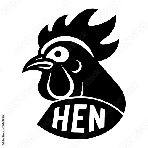 Silhouette Hen Head with Lettering.