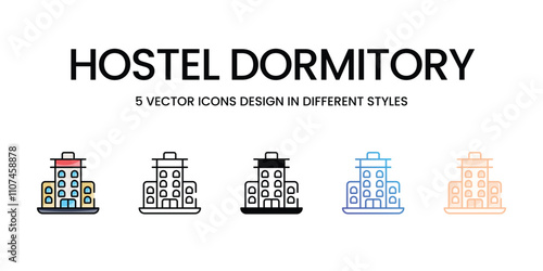 Hostel Dormitory icons different stock vector illustration