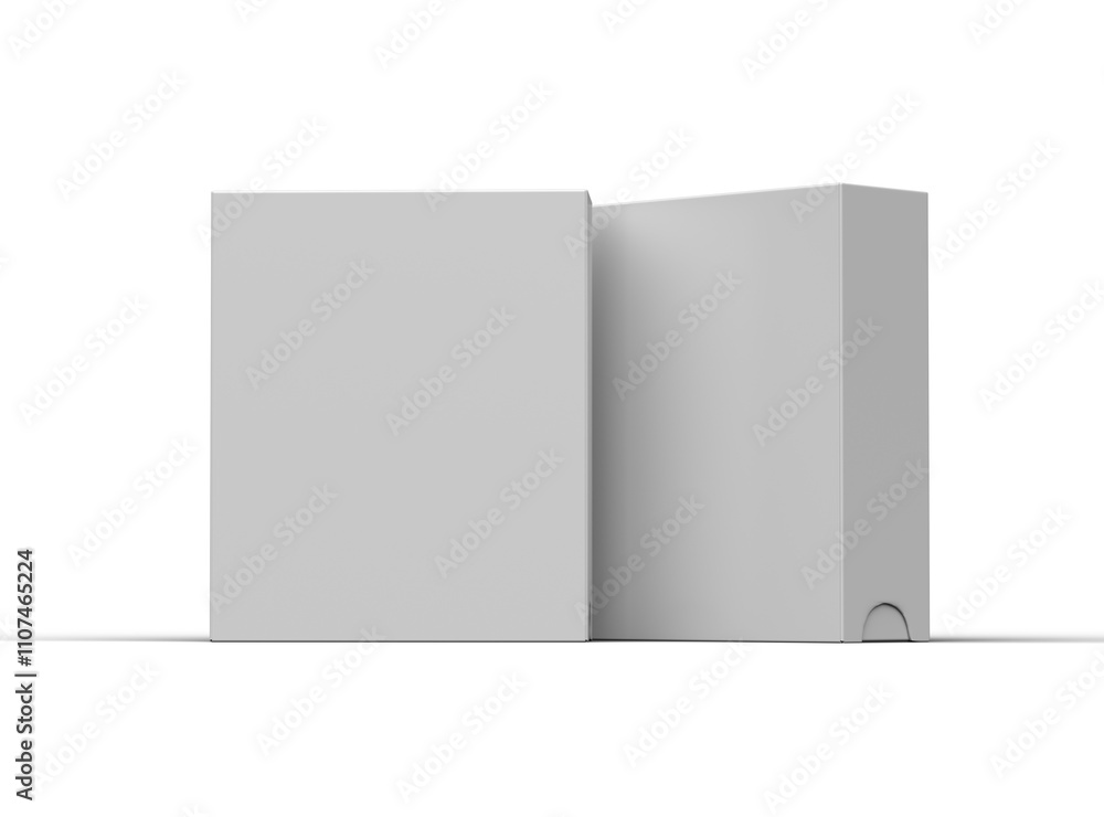 Naklejka premium Render of a rectangular sliding drawer box on a light background