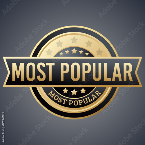 Most popular luxury gold badge. Vector illustration