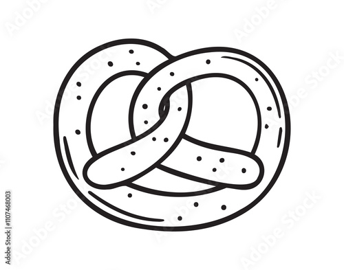 Pretzel doodle hand drawn icon. German pretzel traditional drawing clipart line isolated element.