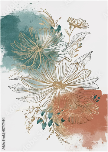 Watercolor flower art design photo