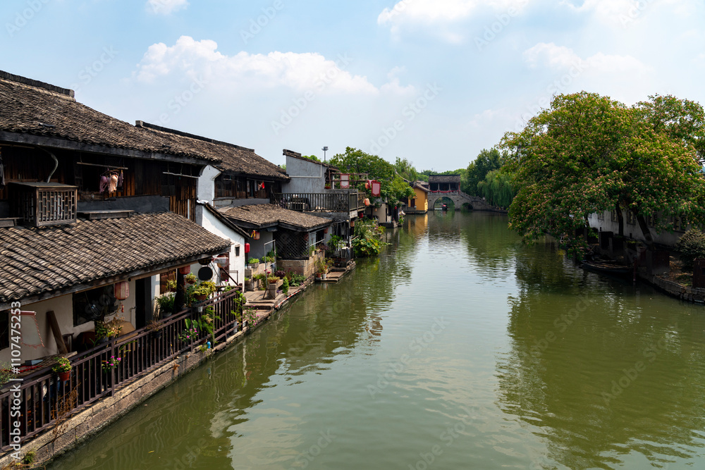 Fototapeta premium Anchang Ancient Town Scenic Area in Shaoxing, Zhejiang, China