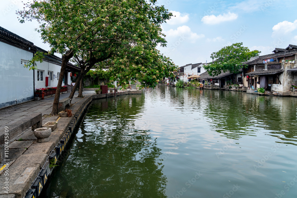 Fototapeta premium Anchang Ancient Town Scenic Area in Shaoxing, Zhejiang, China