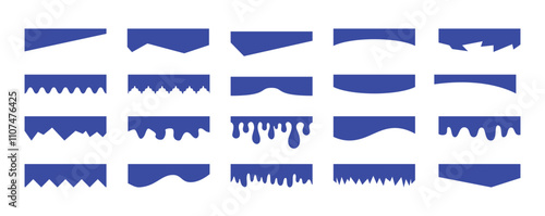 Separators shapes for website presentation set. Curve Lines, Wave, Drops and triangular dividers for Top or Bottom Page. Frame of header