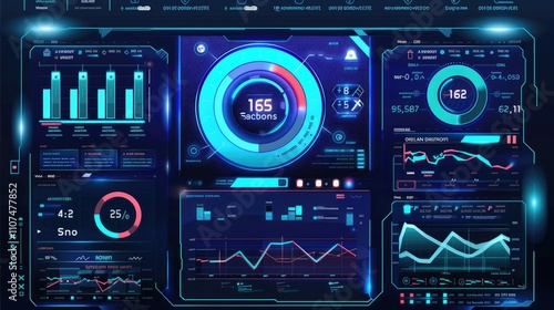 Wallpaper Mural Futuristic dashboard displaying data analytics and metrics. Torontodigital.ca