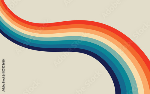 Groovy retro pattern Vintage grunge colorful stripes vector background	