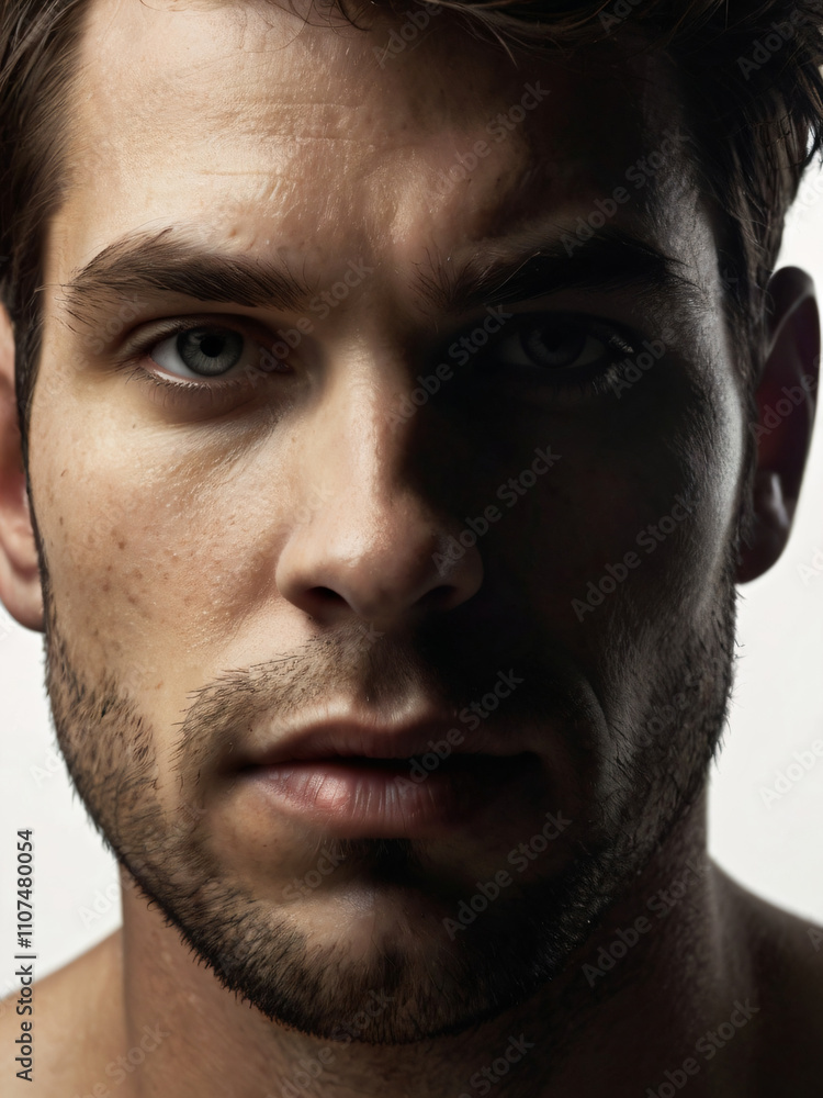 Obraz premium A monochrome, blurred portrait emphasizing light and texture.