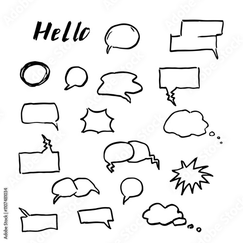 Set of Thought Bubbles Representing Different Types of Thoughts and Communication Styles